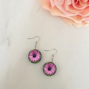 Purple flower Dangle earrings